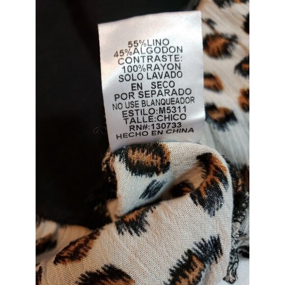 Umgee Linen blend tunic black animal print long balloon sleeves size S NEW - Picture 8 of 16